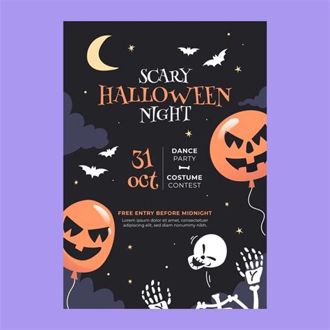 Plantilla de invitación de fiesta de halloween plana Vector Gratis