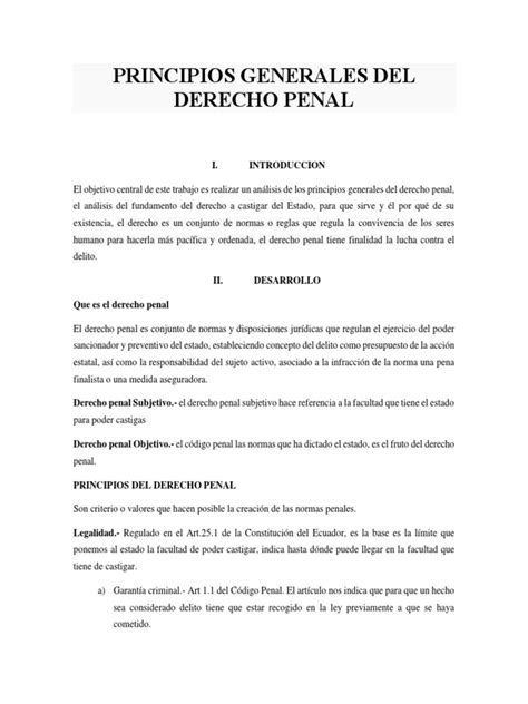 Principios Generales Del Derecho Penal Pdf Derecho Penal Justicia