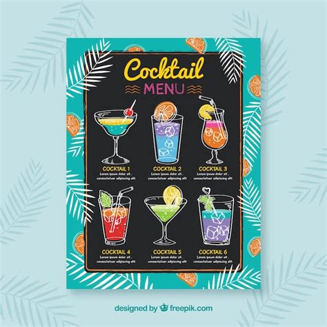 Free Vector Hand Drawn Cocktail Menu Template