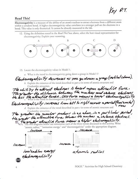 Periodic Trends Worksheets Answer Key