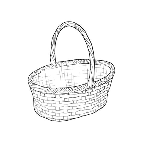 Premium Vector Hand Drawn Wicker Basket Vector Illustration