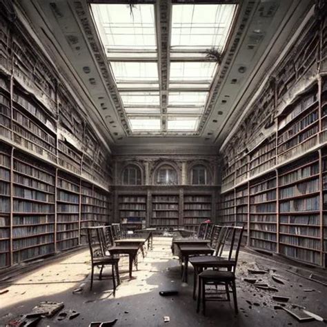 Raw Photography Abandoned Public Library Interior