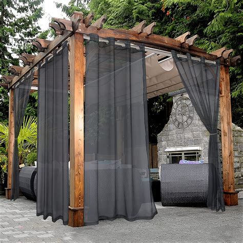 1 Panel Waterproof Sheer Curtains 54*84in, Indoor/outdoor Curtains With ...