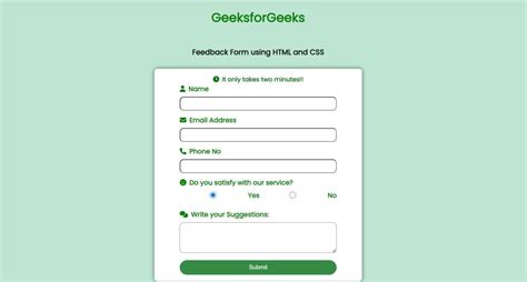 Design a Feedback Form using HTML and CSS - GeeksforGeeks