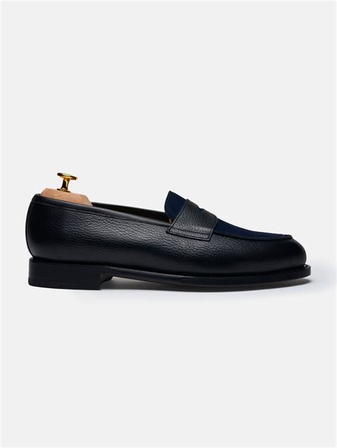 The Penny Loafer - Black Grain & Navy Suede | MORJAS