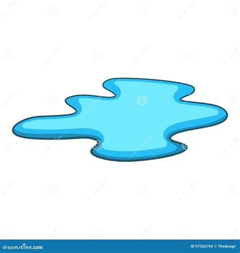 Water Puddle Liquid Cartoon Style Drop Isolated On White Background