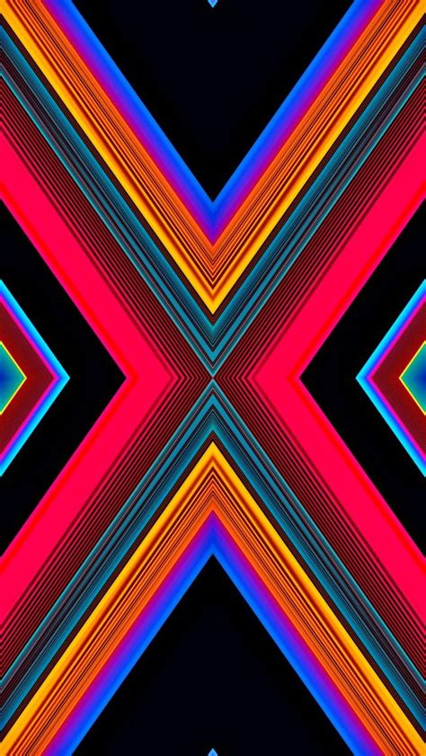 An Image Of Colorful Lines In The Shape Of X On A Black Background With