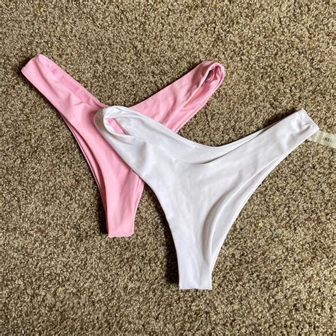White And Pink Bikini Bottoms Both Size Small Depop