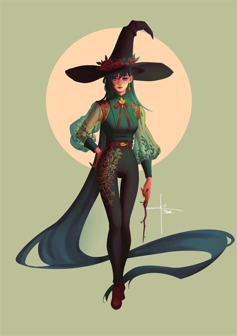 Green Witch, Dawn 凌晨 | Witch characters, Witch drawing, Witch design