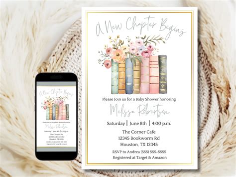 A New Chapter Baby Shower Invite, A New Chapter Begins Baby Shower