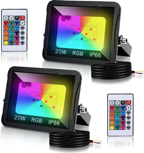 Tubiaz 2 Pezzi 20W Faretto LED RGB Esterno Proiettore RGB 16 Colori 4