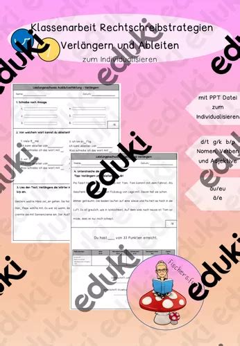 Klassenarbeit Verlängern und Ableiten Rechtschreibstrategien mit PPT ...