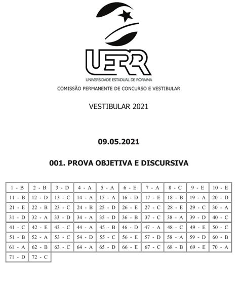 Uerr Divulga Gabarito Preliminar Do Vestibular 2021 Roraima G1