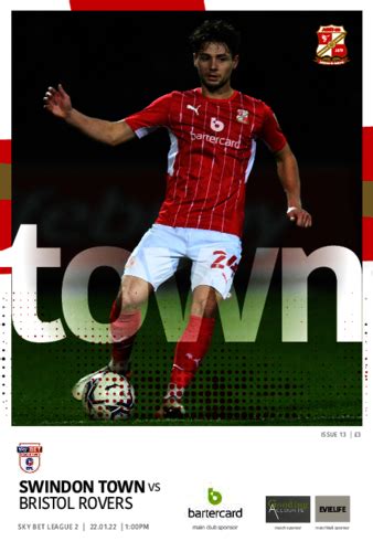 Swindon Town V Bristol Rovers Official Matchday Programme Zeeon