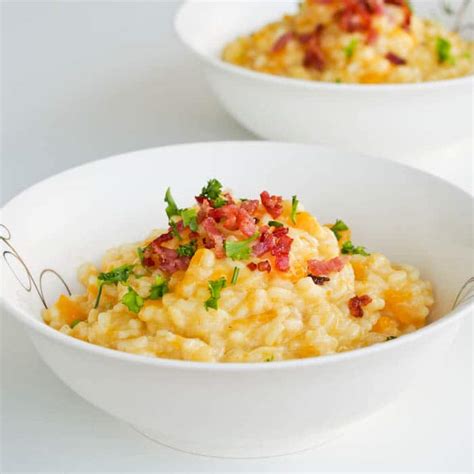 Acorn Squash Risotto With Bacon Gf Avocado Pesto