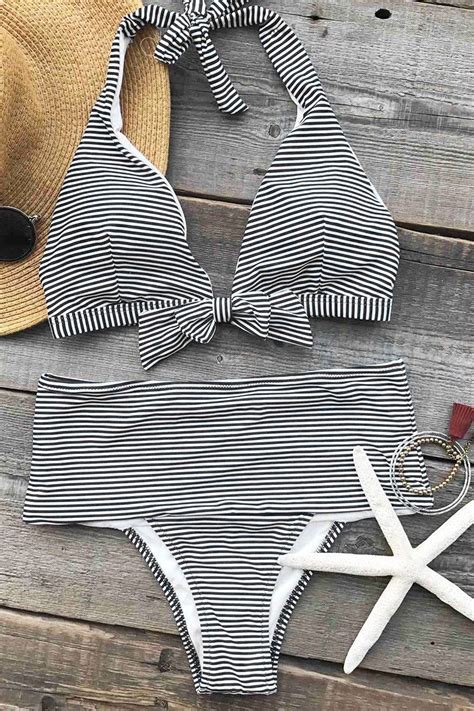 Cupshe Reset Life Bowknot Halter Bikini Set Swimsuits Bikinis Swimwear