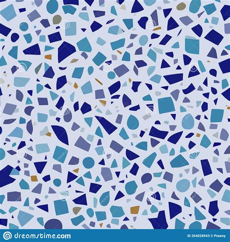 Terrazzo Blu Piatto Mosaico Rotto Rocce Illustrazione Vettoriale