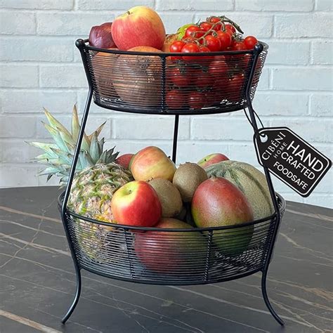 Cibeni Tiered Fruit Basket Stand X H Handcrafted Tier Fruit