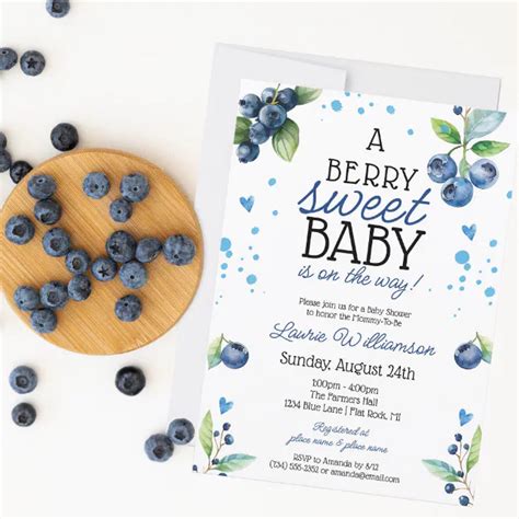 Berry Sweet Blueberry Baby Shower Invitation Zazzle