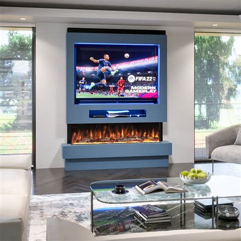 Pre-Built Media Wall With Electric Fireplace Package 8