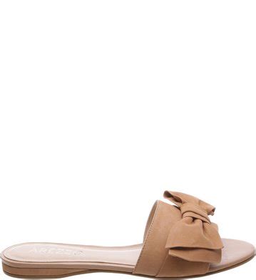 Slide Nobuck Bow Nude Vintage Arezzo