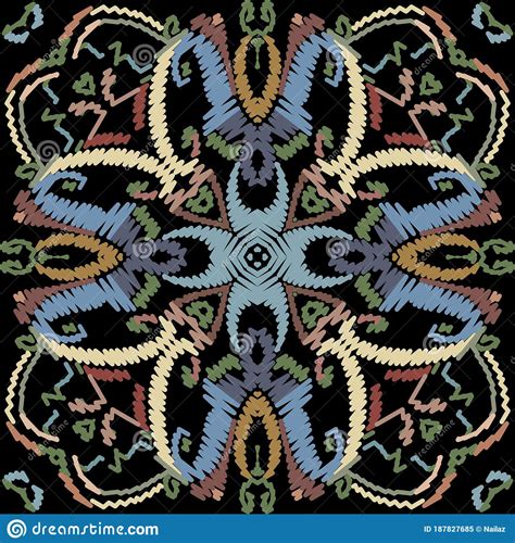 Embroidery Baroque Vector Seamless Pattern Colorful Floral Grunge