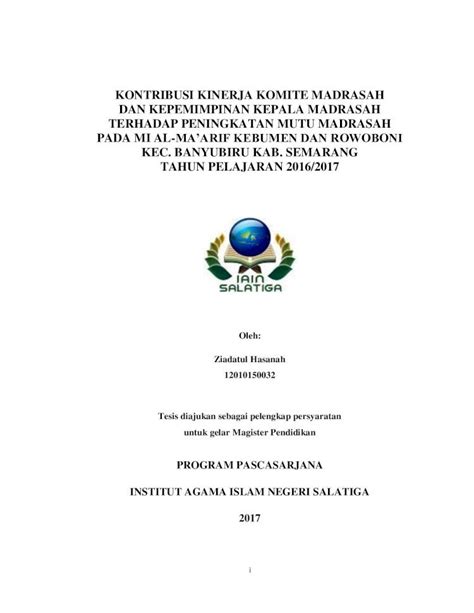 Pdf Kontribusi Kinerja Komite Madrasah Dan E Repository Perpus Iainsalatiga Ac Id 1746 1