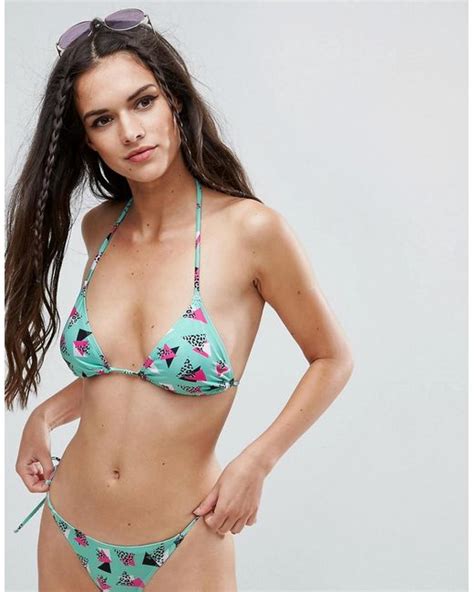 Lyst Asos Mix And Match Micro Triangle Bikini Top In 80 S Print