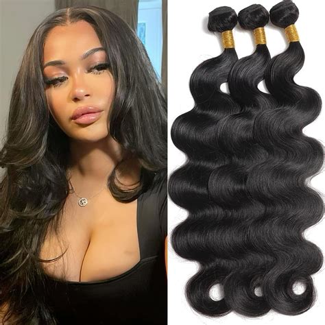 Amazon Human Hair Bundles 18 20 22 Inch Body Wave Bundles Human