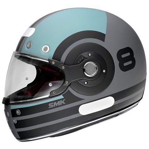 Capacete SMK Retro Ranko Preto Cinza Fosco Grid Motors