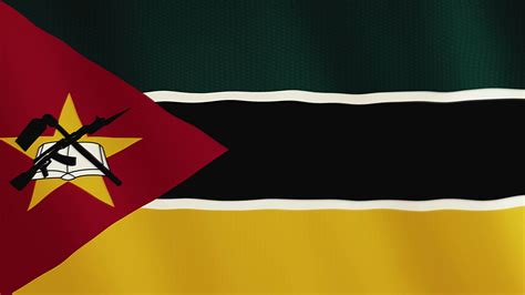 Mozambique flag waving animation. Full Screen. Symbol of the country ...