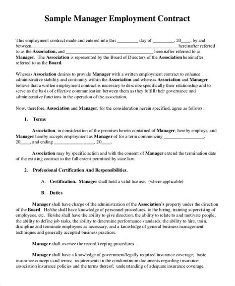 General Manager Contract Template - Printable Word Searches