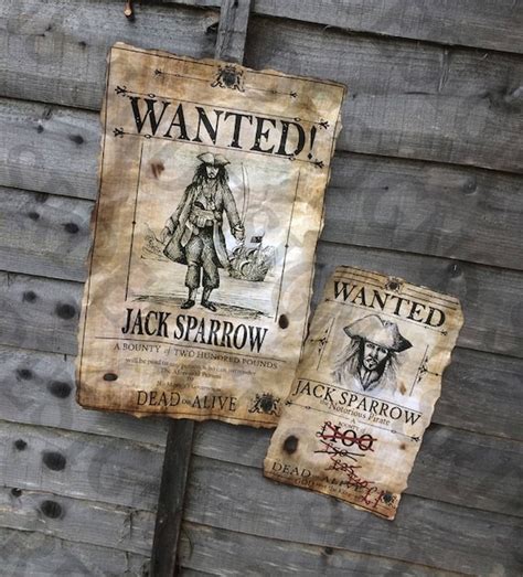 2 X PRINTABLE Pirates of the Caribbean 'WANTED' Poster - Etsy