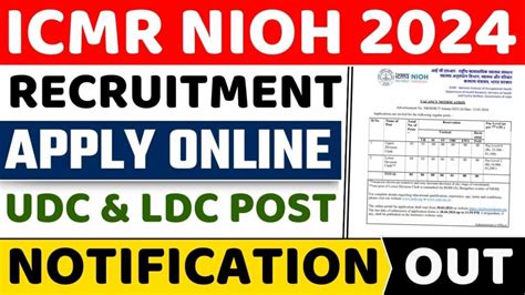 Icmr Nioh Recruitment 2024 Apply Online For Udc And Ldc Post