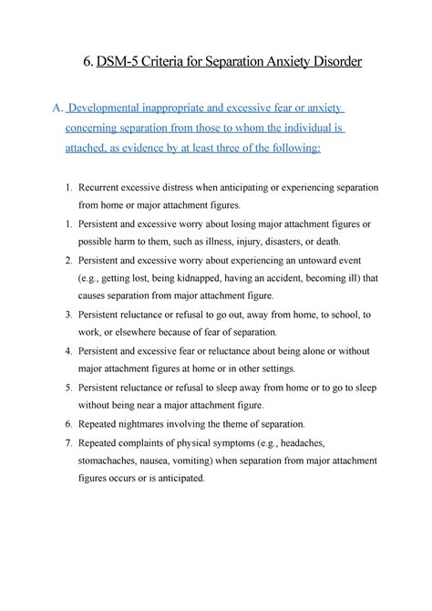 Chapter 5 Dsm 5 Criteria For Separation Anxiety Disorder 6 Dsm 5 Criteria For Separation