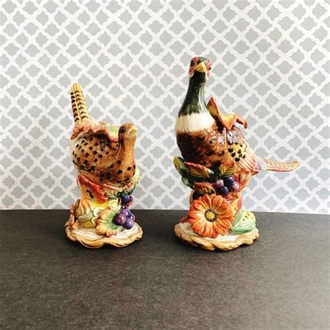 Fitz And Floyd Autumn Bounty Pheasant Candle Holders Male And Female