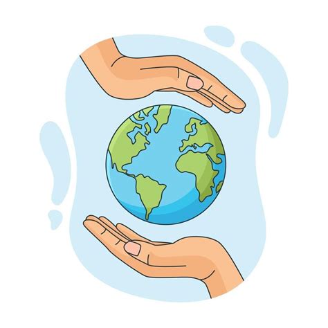 Save The Planet Hands Holding Globe Earth Earth Day Concept Vector