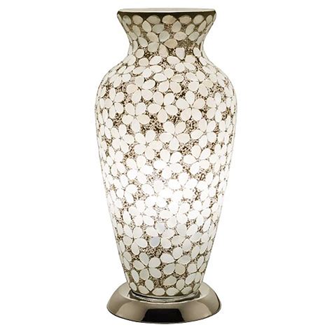 Opaque White Flower Mosaic Glass Vase Lamp Table Lamps Glass Lamps