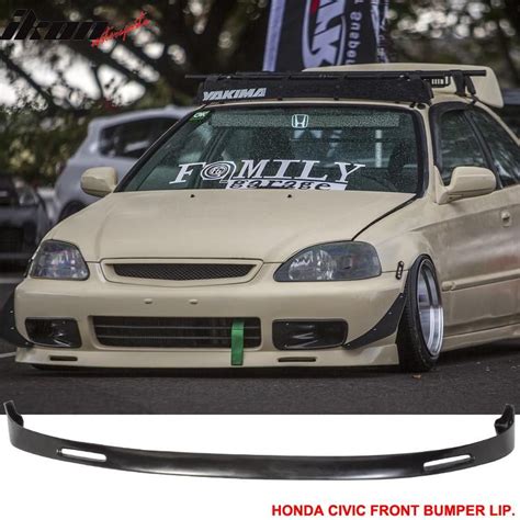 1999 2000 Honda Civic Ek Hatchback Polyurethane Bys Sport Style Front Bumper Lip Rear Bumper