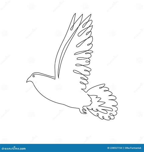 One Line Dove Bird Of Peace Stylized Continuous Contour Doodle