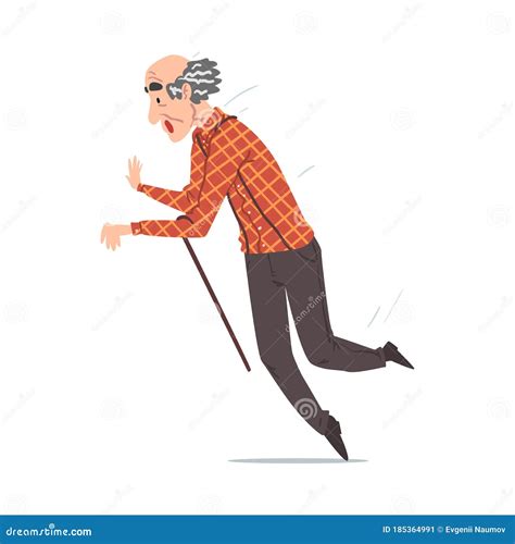 Elderly Man Falling Down On The Floor Retired Person Falling With