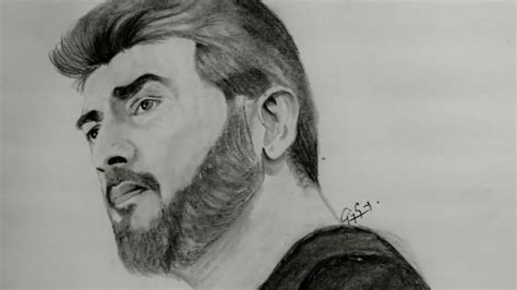 Pencil Drawing Of Thala Ajith Kumar Youtube