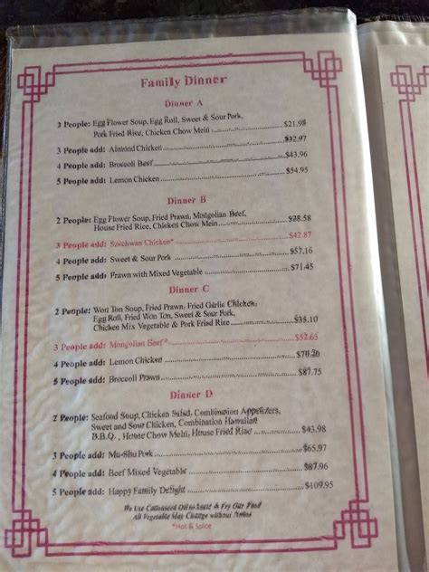 Menu At Golden Lion Chinese Restaurant Patterson 15026 Carmen Way