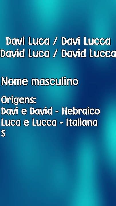 Davi Lucca Significado - DAVI LUCA / DAVI LUCCA / DAVID LUCA / DAVID LUCCA - SIGNIFICADO E ...