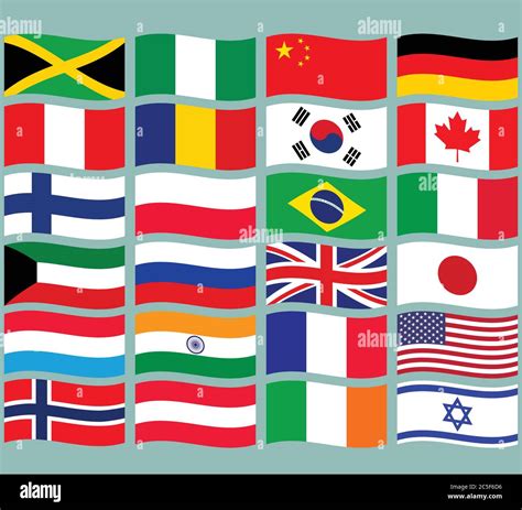 World Wide Flags Icon Set Of 24 Countries National Icons Illustration