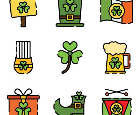 St Patrick Day Icon Set Vector Art Graphics Freevector