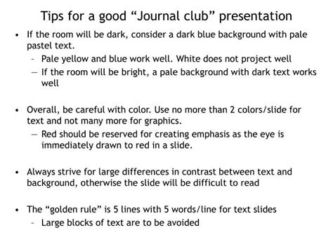 PPT Tips For A Good Journal Club Presentation PowerPoint