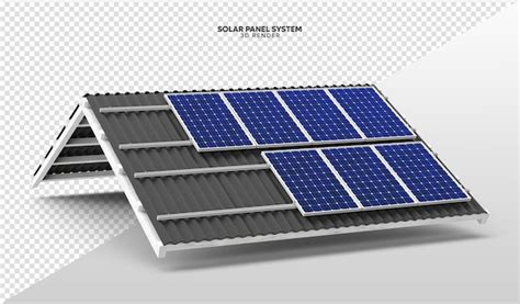 Premium Psd Solar Panel System On Roof Of House Realistic 3d Render