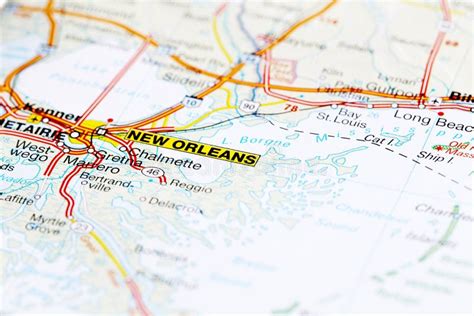 New Orleans City Road Map Area. Closeup Macro View Editorial Stock ...