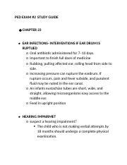 PEDS EXAM 2 Docx PED EXAM 2 STUDY GUIDE CHAPTER 23 EAR INFECTIONS